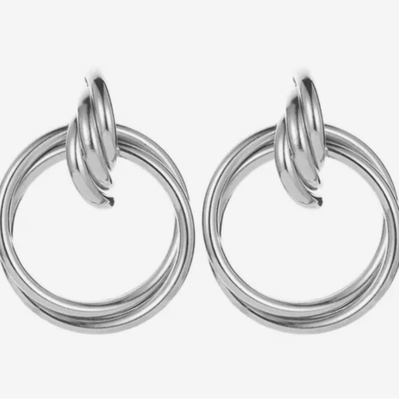 Zara Silver Large Hoops - Picture 1 of 9